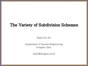 The Variety of Subdivision Schemes Kwan Pyo Ko