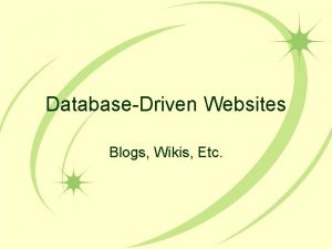 DatabaseDriven Websites Blogs Wikis Etc What is The