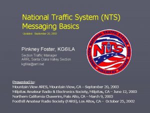 National Traffic System NTS Messaging Basics Updated September
