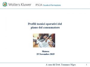 Profili tecnici operativi del piano del consumatore Matera