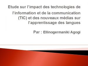 Etude sur limpact des technologies de linformation et