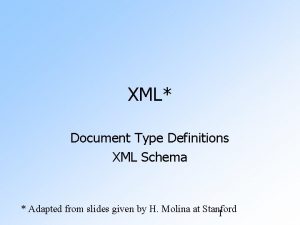 XML Document Type Definitions XML Schema Adapted from