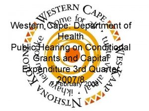 Western Cape Department of Health Public Hearing on