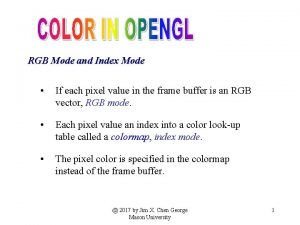 RGB Mode and Index Mode If each pixel