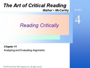 The Art of Critical Reading Mather Mc Carthy