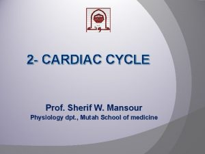 2 CARDIAC CYCLE Prof Sherif W Mansour Physiology