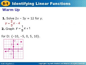 5 1 Identifying Linear Functions Warm Up 1