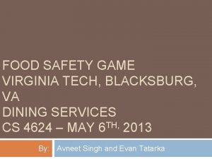 FOOD SAFETY GAME VIRGINIA TECH BLACKSBURG VA DINING