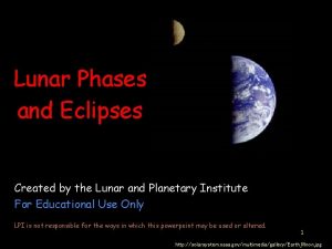 Lunar Phases and Eclipses Created by the Lunar