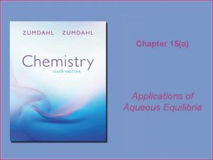 Chapter 15a Applications of Aqueous Equilibria A digital