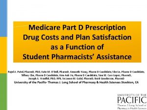 Medicare Part D Prescription Drug Costs and Plan