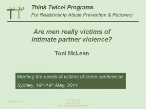 TT Think Twice Programs For Relationship Abuse Prevention