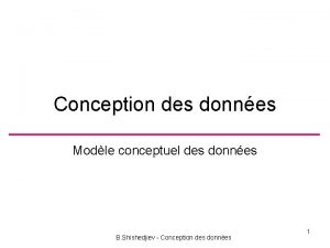 Conception des donnes Modle conceptuel des donnes B