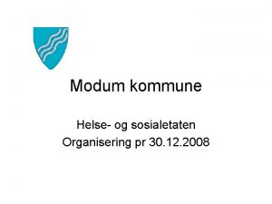 Modum kommune Helse og sosialetaten Organisering pr 30