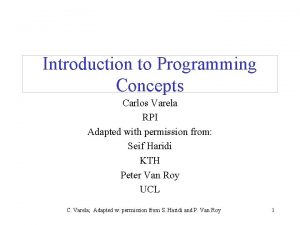 Introduction to Programming Concepts Carlos Varela RPI Adapted