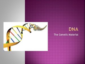 The Genetic Material DNA deoxyribose nucleic acid DNA