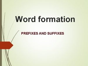 Word formation PREFIXES AND SUFFIXES NEGATIVE PREFIXES DIS