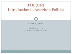 POL 3162 Introduction to American Politics CIVIL RIGHTS