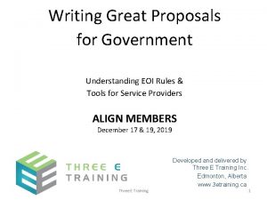 Writing Great Proposals for Government Understanding EOI Rules