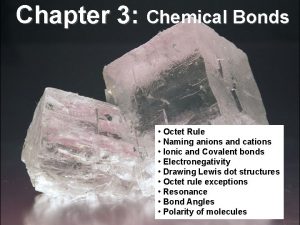 Chapter 3 Chemical Bonds Octet Rule Naming anions