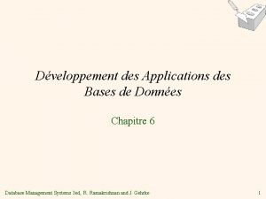 Dveloppement des Applications des Bases de Donnes Chapitre