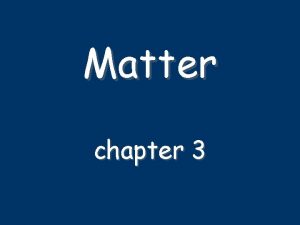 Matter chapter 3 Matter Anything that has mass