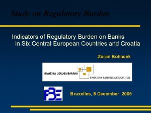 Study on Regulatory Burden Indicators of Regulatory Burden