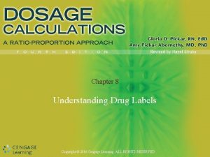 Chapter 8 Understanding Drug Labels Copyright 2016 Cengage