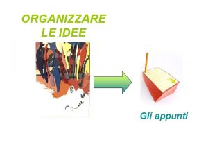 ORGANIZZARE LE IDEE Gli appunti Perch prendere appunti