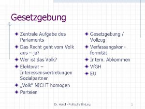 Gesetzgebung Zentrale Aufgabe des Parlaments Das Recht geht