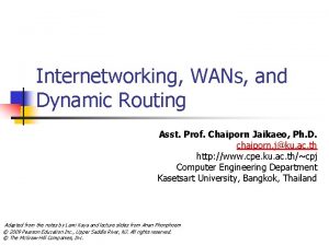 Internetworking WANs and Dynamic Routing Asst Prof Chaiporn