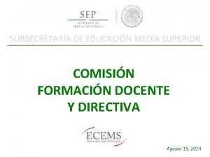 SUBSECRETARA DE EDUCACIN MEDIA SUPERIOR COMISIN FORMACIN DOCENTE