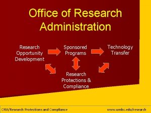 Office of Research Administration Research Opportunity Development Sponsored