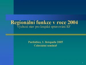 Regionln funkce v roce 2004 Vchoz stav pro