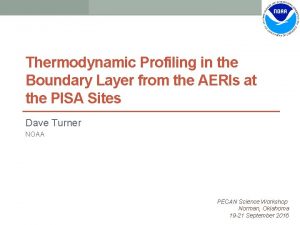 Thermodynamic Profiling at PISA Sites DD Turner Thermodynamic