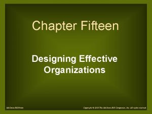 Chapter Fifteen Designing Effective Organizations Mc GrawHillIrwin Copyright