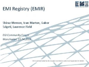 EMI Registry EMIR Shiraz Memon Ivan Marton Gabor