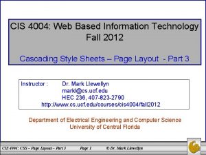 CIS 4004 Web Based Information Technology Fall 2012