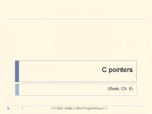 C pointers Reek Ch 6 1 CS 3090