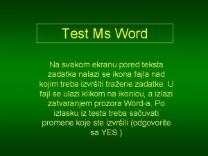 Test Ms Word Na svakom ekranu pored teksta