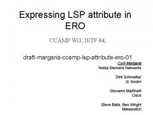 Expressing LSP attribute in ERO CCAMP WG IETF