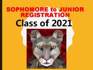 SOPHOMORE to JUNIOR REGISTRATION Class of 2021 Mrs