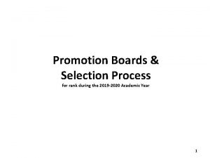 Promotion Boards Selection Process for rank during the