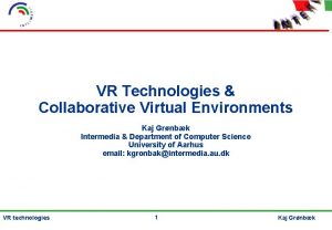 VR Technologies Collaborative Virtual Environments Kaj Grnbk Intermedia