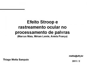 Efeito Stroop e rastreamento ocular no processamento de