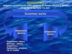 ECOSISTEMA ambiente caratterizzato dalla presenza di fattori abiotici