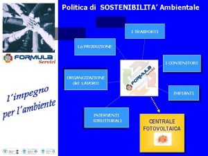 Politica di SOSTENIBILITA Ambientale I TRASPORTI La PRODUZIONE