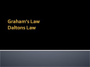 Grahams Law Daltons Law Objectives Today I will