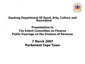 Gauteng Department Of Sport Arts Culture and Recreation