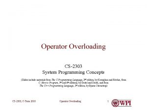 Operator Overloading CS2303 System Programming Concepts Slides include